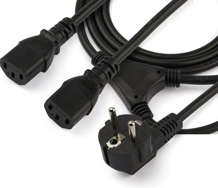 Image du produit StarTech Câble d'alimentation C13 de 2m - Schuko CEE7 vers 2x C13 - Câble d'alimentation Y - Câble pour (2 m)