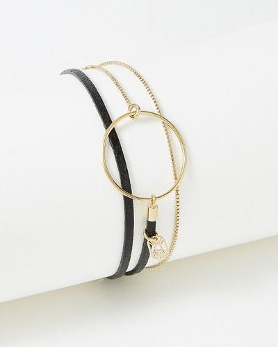 Flowers Forzoé Nolah-Armband – Messingplatte – Echtes Leder (Messingplatte)