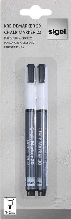 Sigel Marqueur craie Artverum (Blanc, 2 mm, 2 x)