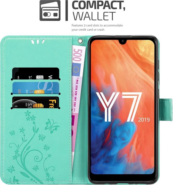 Actual product image Cadorabo Flower Book Case for Huawei Y7 2019 / Y7 PRIME 2019 (Huawei Y7 (2019), Huawei Y7 Prime (2019))