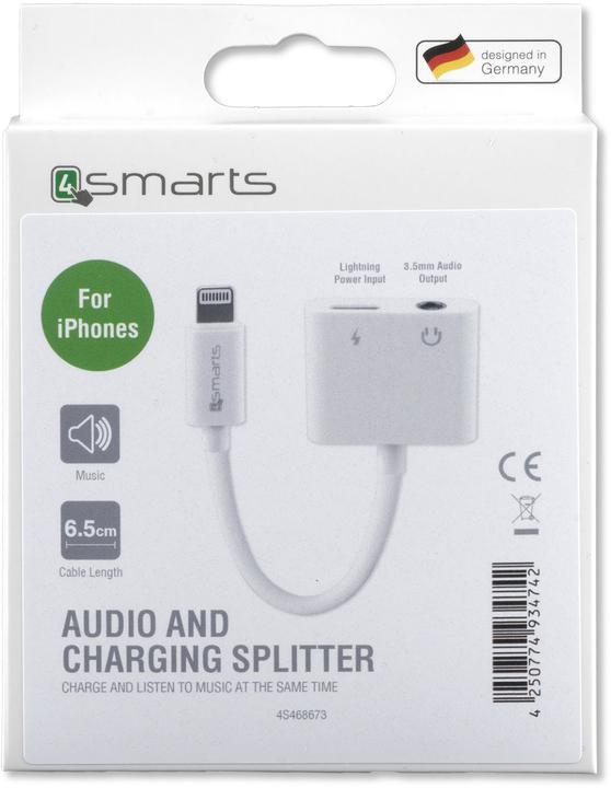 Produktbild 4smarts Audio and Charging Splitter (Lightning, 3.5mm Buchse, Lightning)