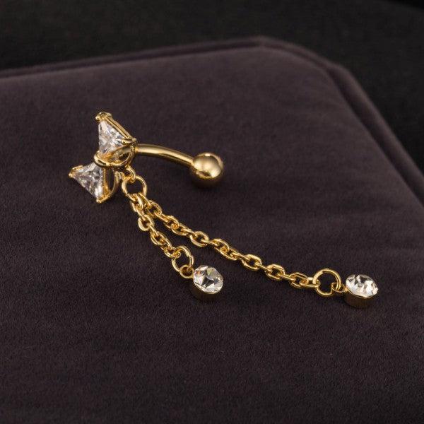 Produktbild Hermex Vergoldetes Bauchpiercing mit Zirkonia (Kupfer-Nickellegierung)