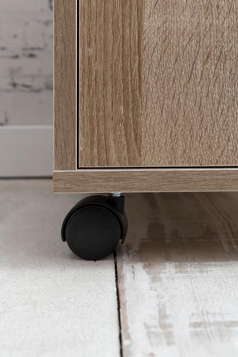 Actual product image FineBuy Roll container wood veneered brown