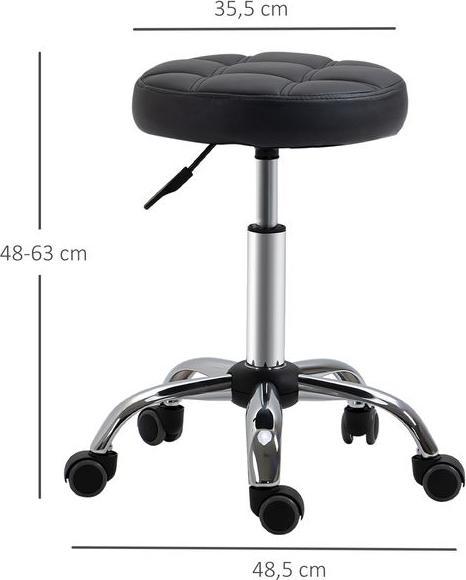 Image du produit Swisshandel24 Lot de 2 tabourets à roulettes réglables en hauteur pivotants 35,5 x 48-63 cm