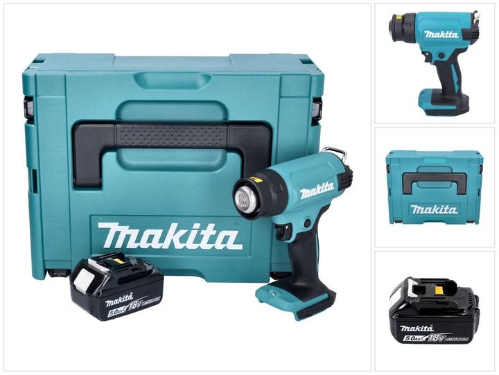 Produktbild Makita DHG 180 T1J Akku Heissluftgebläse 18 V 550 °C + 1x Akku 5,0 Ah + Makpac - ohne Ladegerät