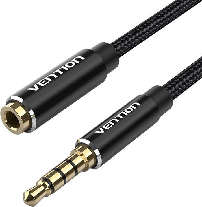 Productafbeelding Vention TRRS 3,5 mm man naar 3,5 mm vrouw audioverlenger 5m BHCBJ Zwart (5 m)