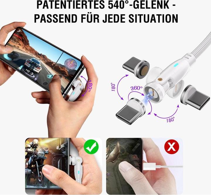 Actual product image 4smarts USB-C/A 540° magnetic cable GravityCord (1.80 m, USB 2.0)