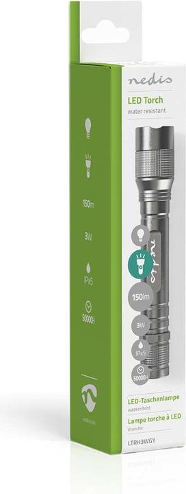 Immagine prodotto Nedis Torcia LED, Premium, 150lm - argento (2.90 cm, 150 lm)