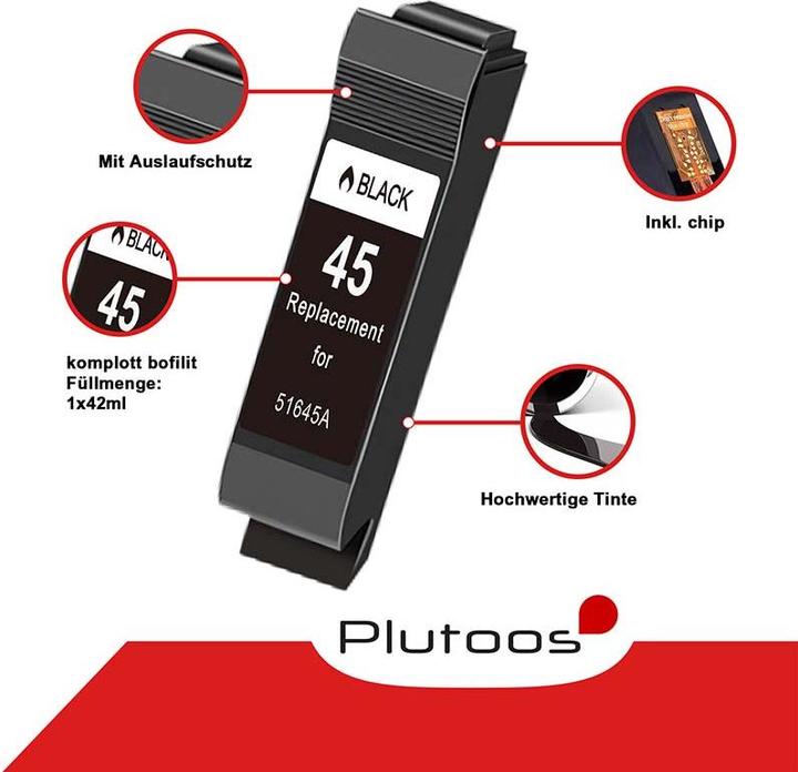 Image du produit Plutoos HP 45XL HP 78XL Cartouches XXL compatibles, jeu de 2 BK+CL (CF, CL)