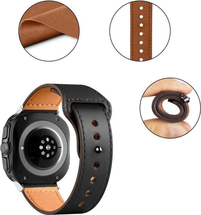 Produktbild Tech-Protect Leatherfit Strap for Samsung Galaxy Watch Ultra (47mm) - Black (Naturleder)