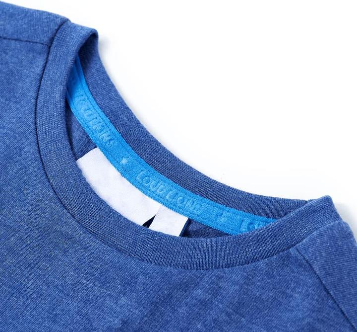 Actual product image VidaXL Children's T-shirt dark blue melange 116,Material: 80 (116)
