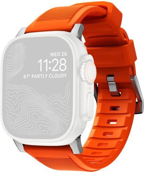 Immagine prodotto Nomad Cinturino rugged -ranneke, Apple Watch 49 / 45 / 44 /, oranssi / hopea (45 mm, 44 mm, 42 mm, 49 mm, Materiale sintetico, Apple Watch Series 9)