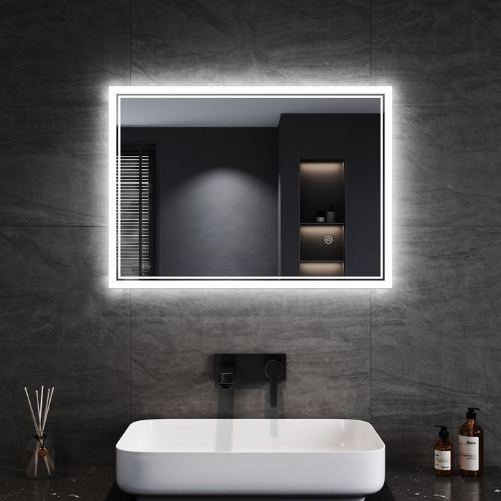 Produktbild SONNI LED-badkamerspiegel, 70 x 50 cm, koel wit, 6400 K, wandspiegel, rechthoekig