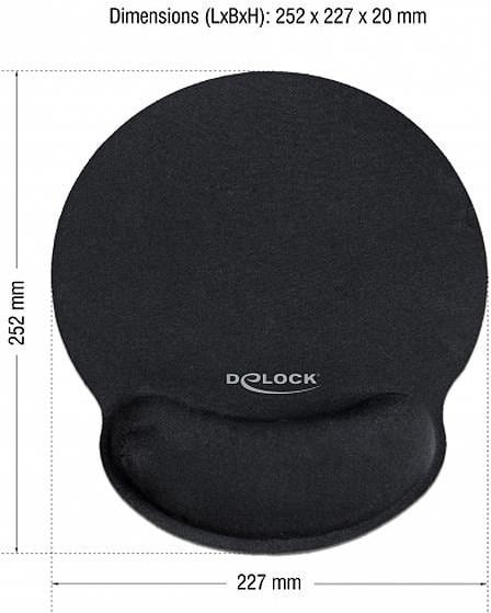 Produktbild Delock Mauspad mit Handballenauflage rund schwarz (S)