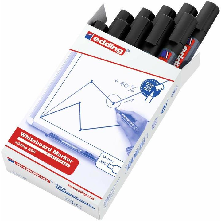 Produktbild Edding BOARDMARKER ED 360,SCHW.,10ER (Schwarz, 3 mm, 10 x)