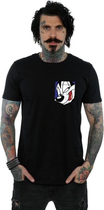 Actual product image Looney Tunes Mens Pepe Le Pew Face Faux Pocket T-Shirt (S)