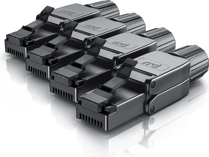 Primewire 4x Netzwerkstecker feldkonfektionierbar RJ45 CAT 8, Steckverbinder CAT8 für LAN Kabel Netzwerkkabel (Netzwerkkabel Stecker)