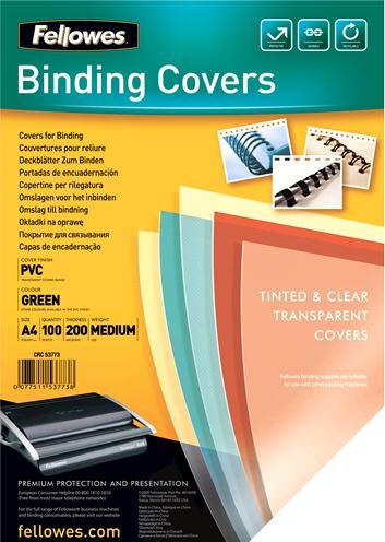 Image du produit Fellowes Feuille de couverture en PVC, vert-transparent