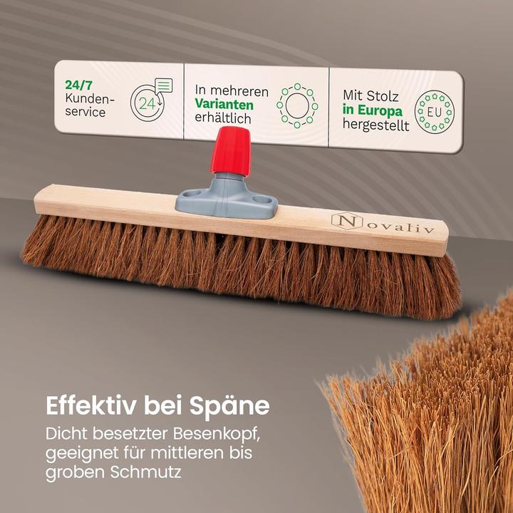 Immagine prodotto Novaliv Kokosbesen 40 cm mit Teleskopstiel Kokosborsten inkl. Kehrgarnitur verzinkt mit Gummilippe b (1 pz.)