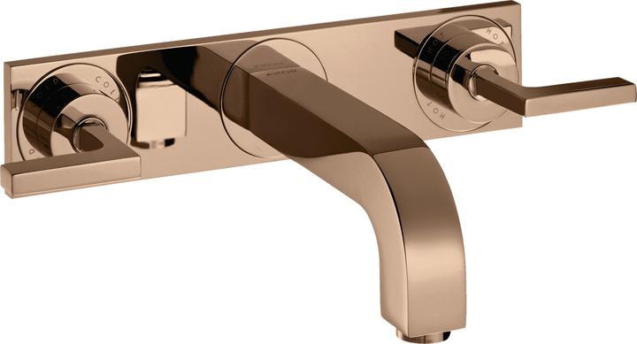 Actual product image Axor Citterio 3-hole basin mixer flush-mounted, spout 222mm, lever handles, plate for wall