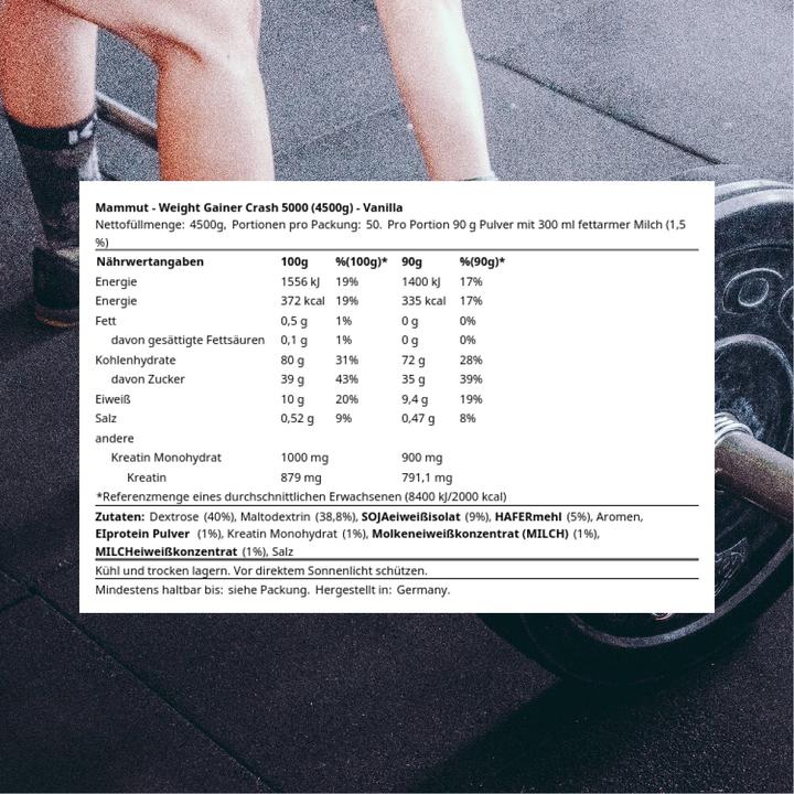 Immagine prodotto Best Body Nutrition Il miglior prodotto per il corpo Mammut Weight Gainer Crash 5000, barattolo da 4500 g (Vaniglia, 1 pz., 4500 g)