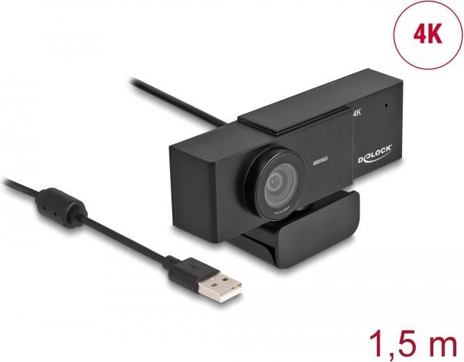 Actual product image Delock USB UHD Webcam with Microphone 4K 30 Hz 110° Viewing Angle and Tripod (8.30 Mpx)