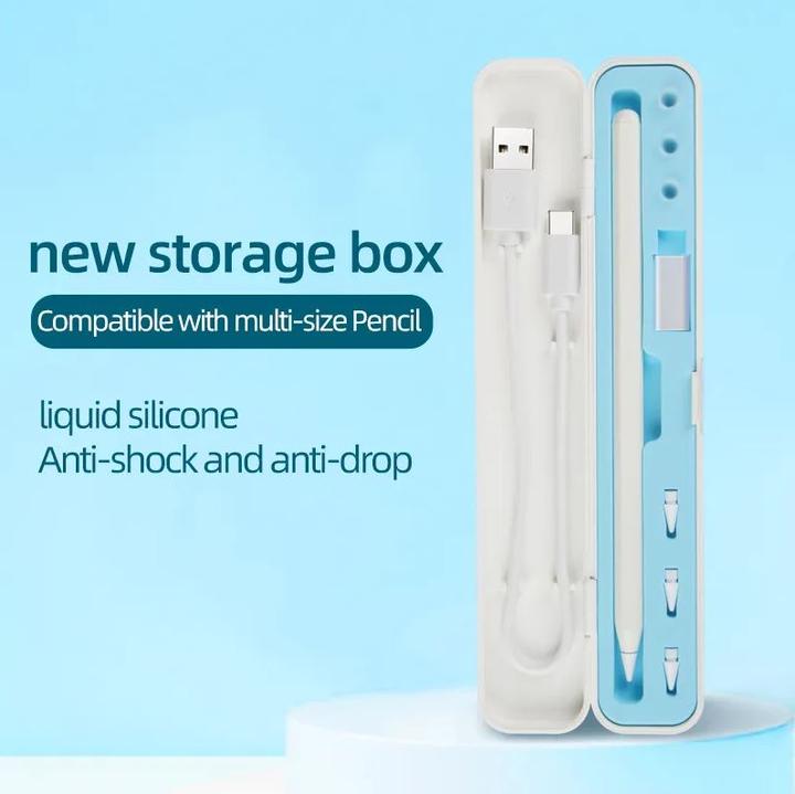 Image du produit PhoneLook Étui de protection Boîte de rangement Apple Pencil 1 & 2 liquid silicone intérieur bleu