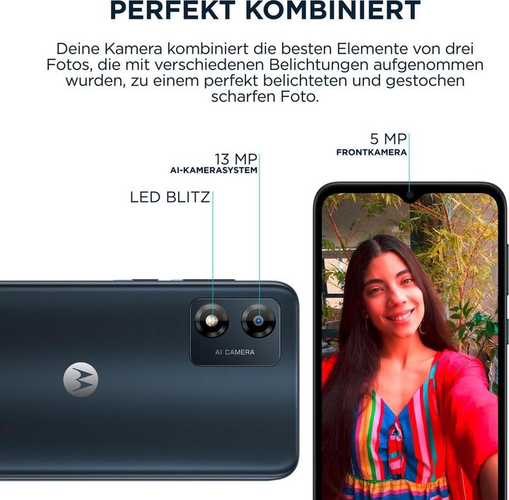 Actual product image Motorola Moto E13 (64 GB, Cosmic Black, 6.50", Dual SIM, 13 Mpx, 4G)