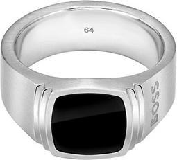 Hugo Boss - Men's steel ring with onyx Odell 1580652 - Circuit: 62 mm (62)