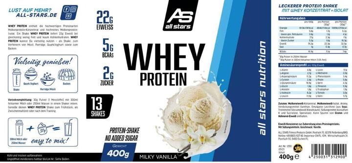 Immagine prodotto All Stars 100% Whey Protein (Vaniglia, 1 pz., 400 g)