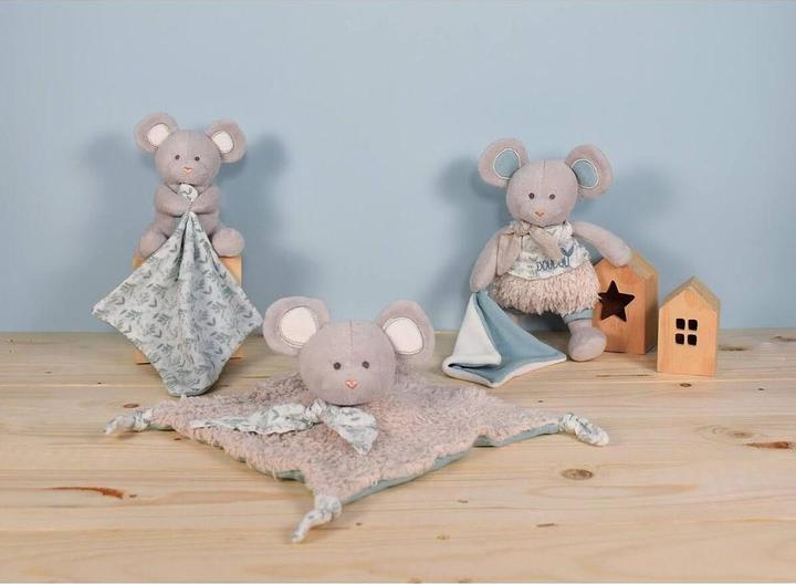 Actual product image Doudou et Compagnie Organic mouse with cuddle cloth,olive green 15cm