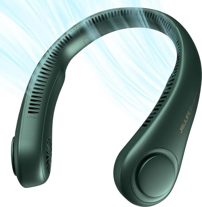 Jisulife - Premium Neck Fan Life3 (FA14) - Portable, 4000mAh, 3 Speeds - Green