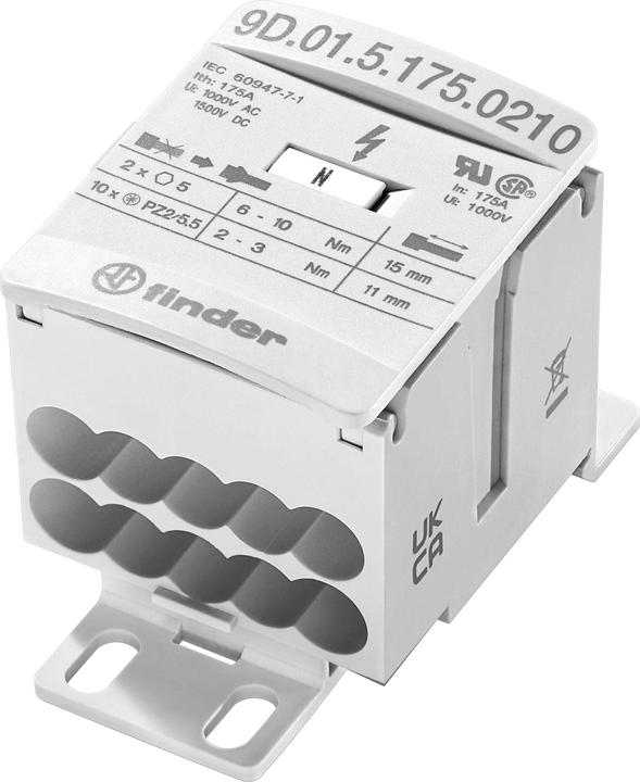 Produktbild Finder 9D.01.5.175.0210 Verteiler Weiss 16 mm² 175 A 1000 V/AC, 1500 V/DC Lei