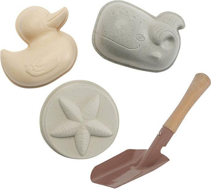 Produktbild Hevea Sandförmchen-Set mit Schippe im Tragenetz aus Naturkautschuk