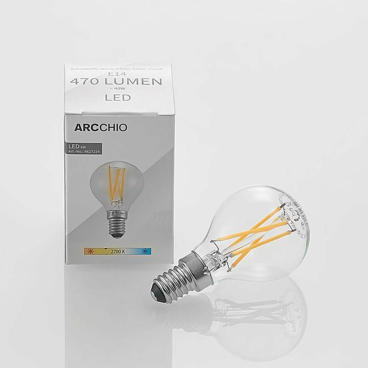 Immagine prodotto Arcchio Lampada LED E14 4W 2.700K goccia di filamento dimmerabile (E14, 4 W, 470 lm, 1 x, E)