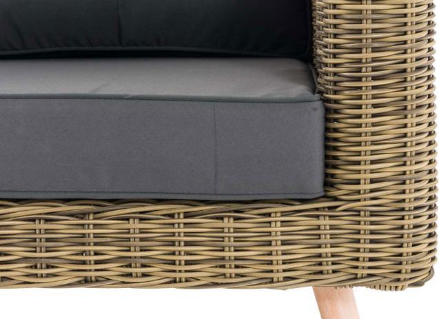 Image du produit Swisshandel24 Canapé 2 places Molde avec pouf en rotin rond natura 40 cm (marron clair), gris fer