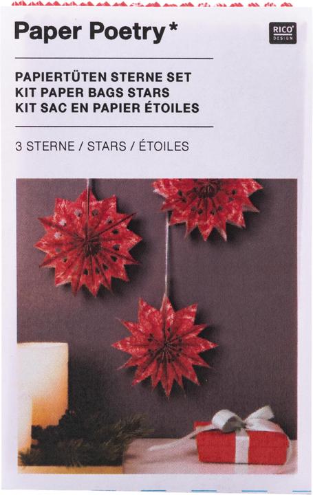 Produktbild Rico Design Papiertüten Sterne-Set "Merry Christmas", klein, Rot (24 x)
