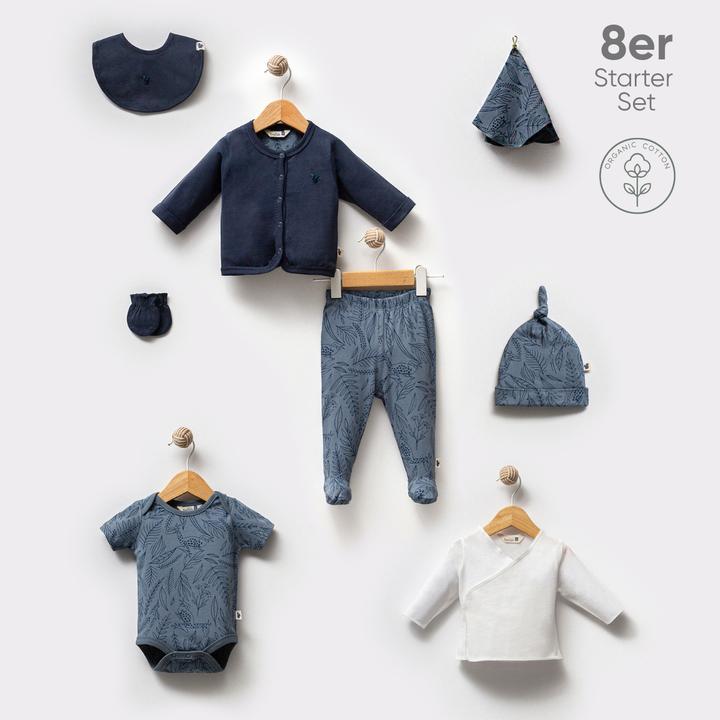 TotsTale Premium 8-tlg. Newborn Starter-Set – Babykleidung aus Bio-Baumwolle – Geschenk zur Geburt (50, 56, 62, 68)