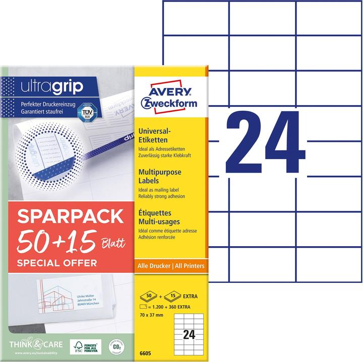 Actual product image Avery Universal labels