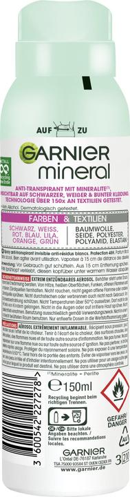Actual product image Garnier Deo Spray Mineral Invisible Black, White, Colors 150 ml (Spray, 150 ml)