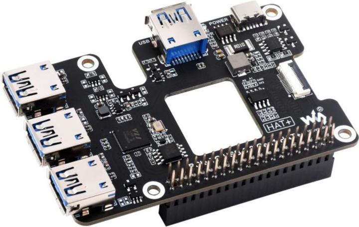 Actual product image WaveShare PCIe to USB 3.2 HAT+ for Raspberry Pi 5