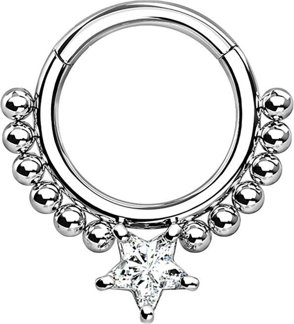 Immagine prodotto Star Piercing Anello a micro segmenti pieghevole in argento con sfere e stelle in argento (Acciaio chirurgico 316L, senza ottone)