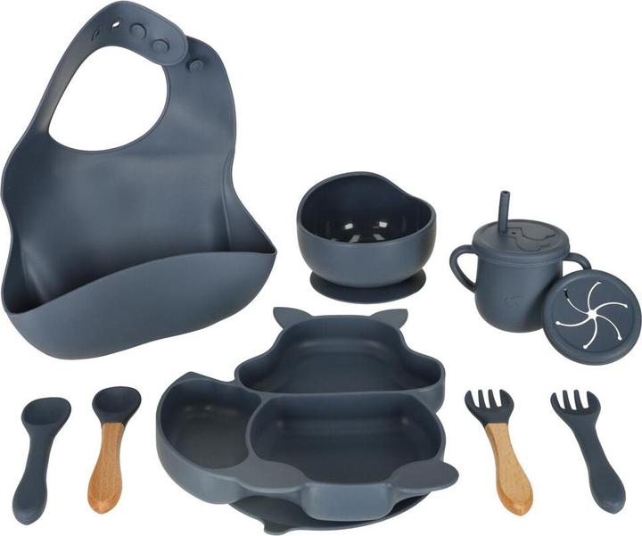 Actual product image Kik Kindersilikongeschirr Eichhörnchen 9er Set dunkelblau