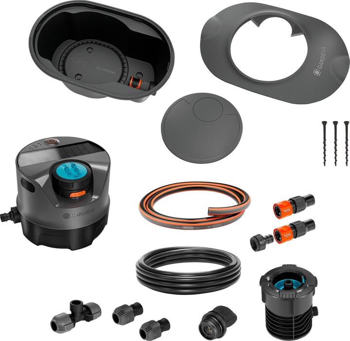 Actual product image Gardena Pipeline Bewässerungssystem AquaPrecise Komplett-Set, unterirdisch (grau/türkis, mit Pipeline Schach (Irrigation kit)