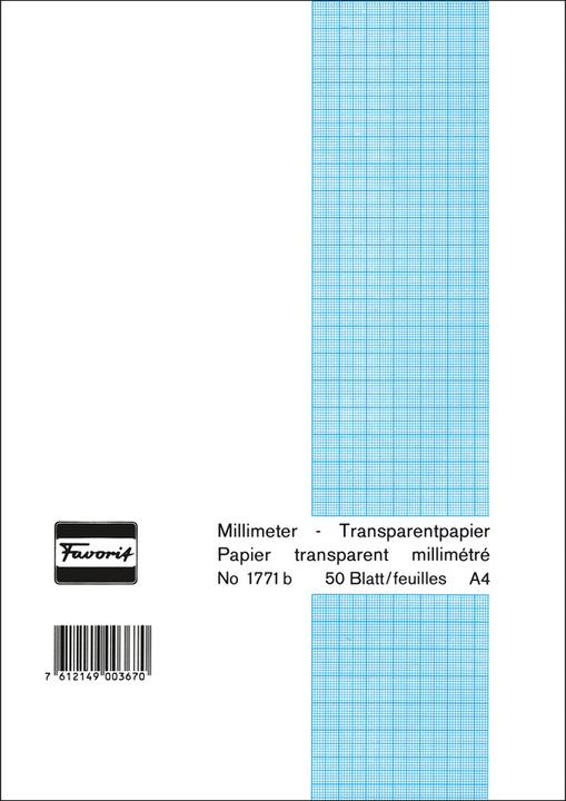 Favorit Millimeterpapier Block transparent (21 x 29.7 cm, Kariert)