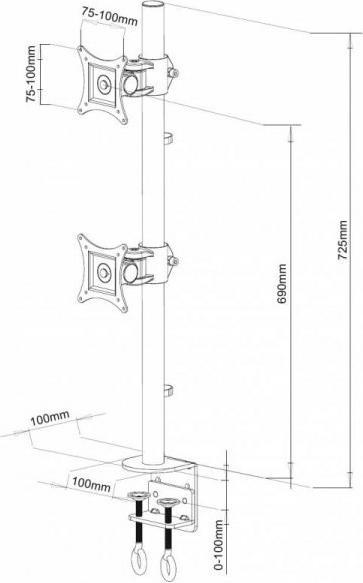 Produktbild Techly Schreibtischhalterung für LCD TV LED 13 27 vertikal Klemme (Tisch, 27.01")