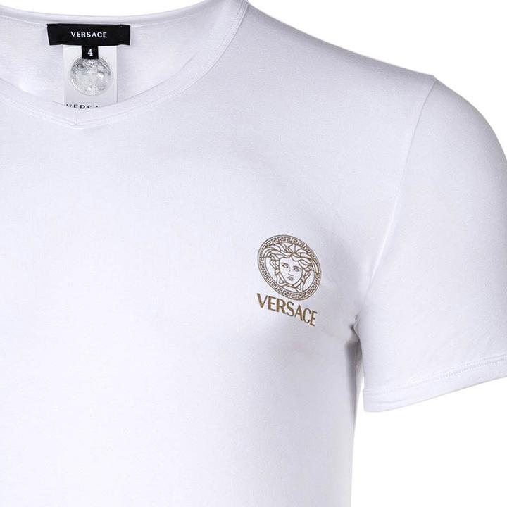 Produktbild Versace T-Shirt Short Sleeves V Neck Jersey Topeka Bi-Stretch Cotton Organic New Logo (S)