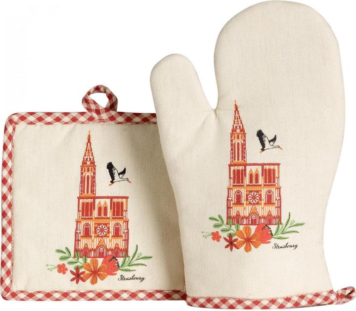 Actual product image Winkler Cathedral oven mitt and potholder set (100% cotton)