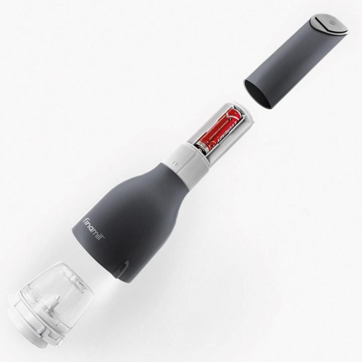 Actual product image FinaMill One midnight black with two FinaPod Pro Plus battery-operated (Various spices)