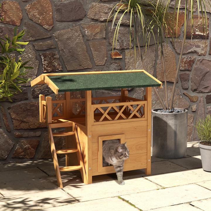 Actual product image PawHut Cat house with stairs and roof (Cat)